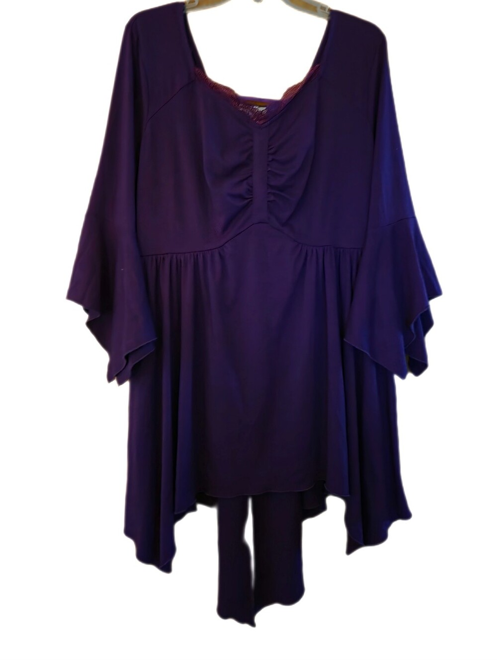 Hanna Nikole Witchy Boho Tunic Corset Whimsigoth Dark Purple Hi low PlusSize 18W